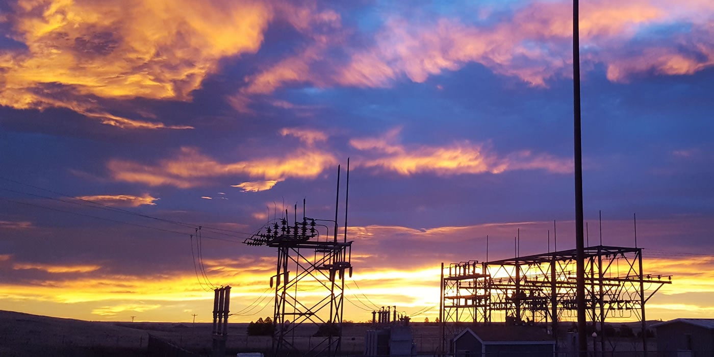 Substation at sunrise